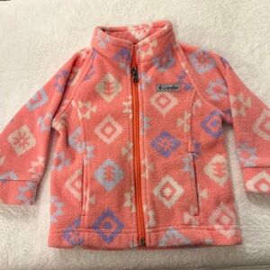 Columbia Pink Geometric Fleece Zip Jacket
